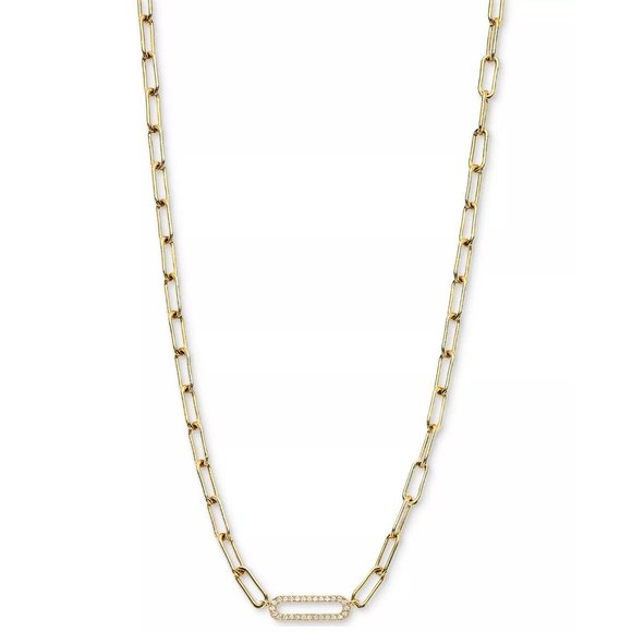 NADRI Ajoa Cubic Zirconia Oval Link Chain Collar Necklace, 16" + 2" Ext. - NEW - Picture 3 of 3